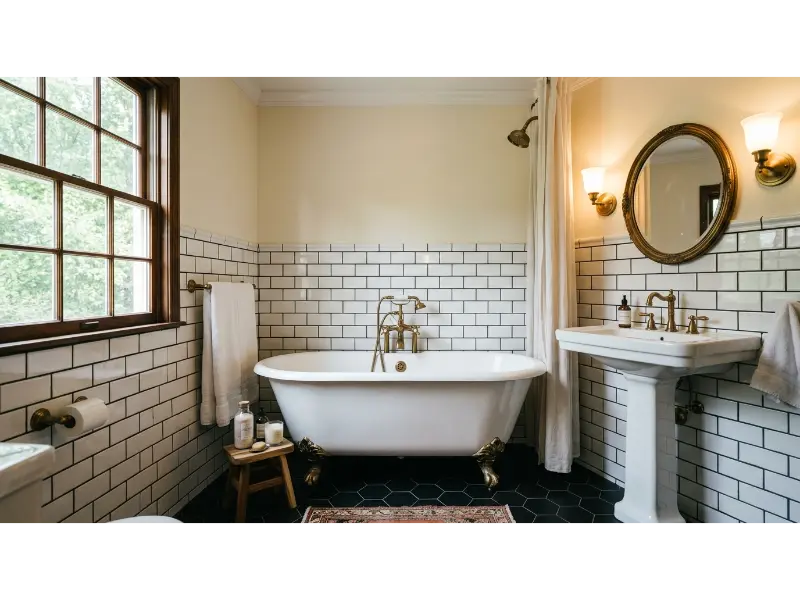 White Subway Tile With Dark Grout
