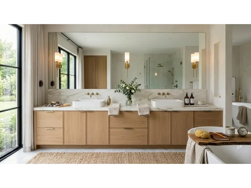 Wide Horizontal Mirror for a Long Vanity