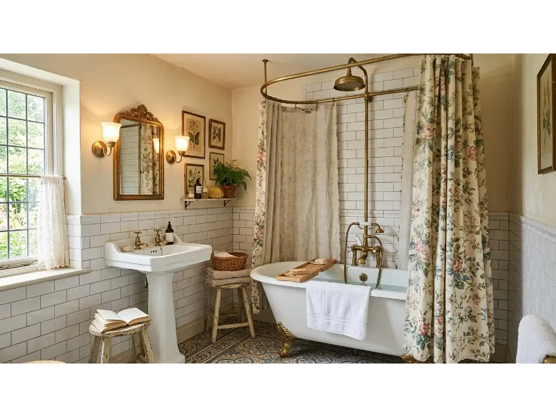 intage Floral Shower Curtain