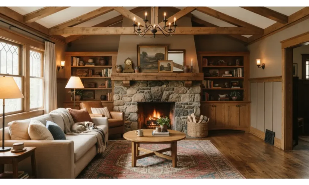 A Statement Craftsman Fireplace