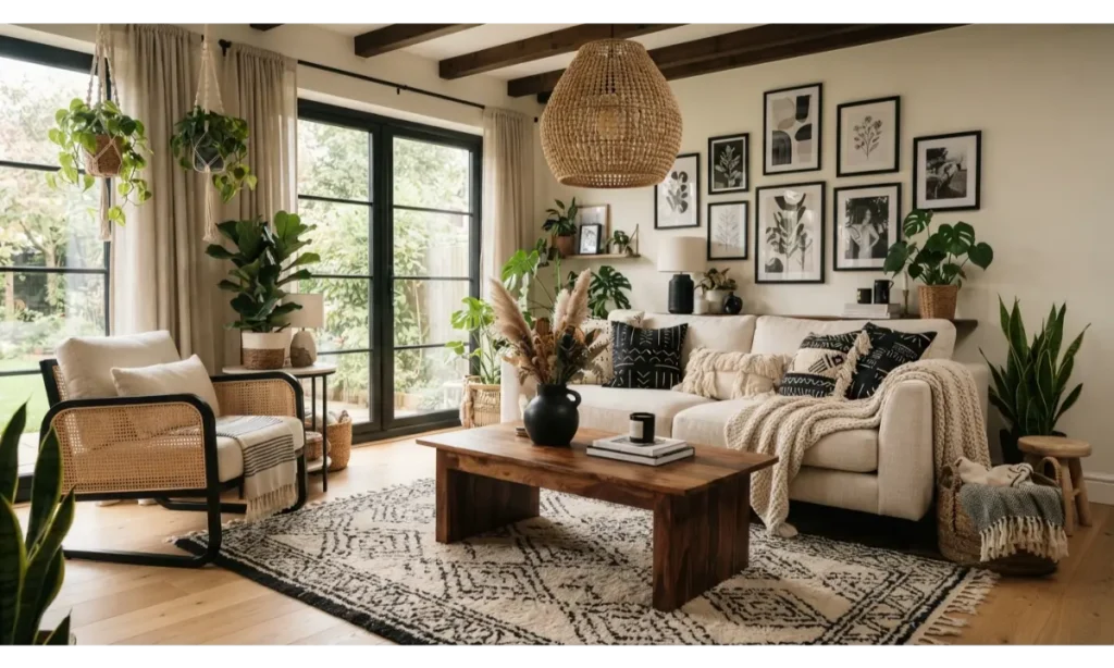 Black and Cream Bohemian Contrast