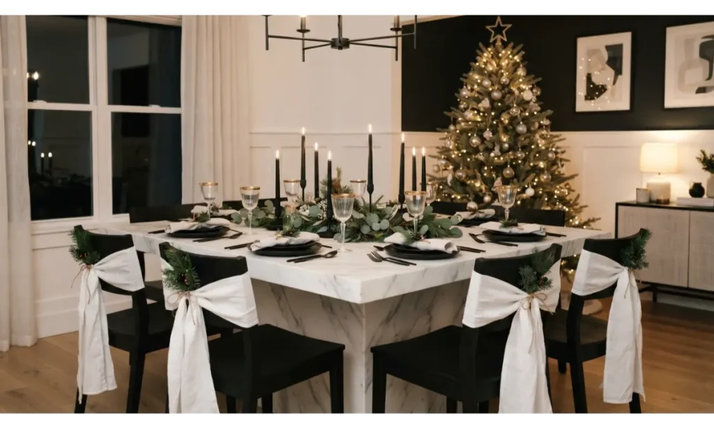 Black and White Christmas Chair Decor