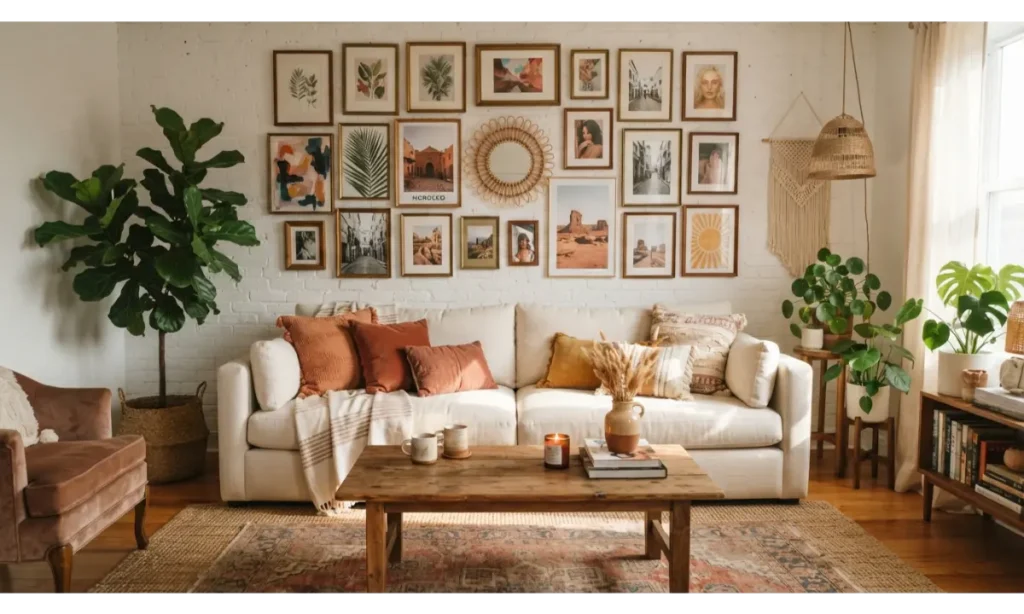 Boho Gallery Wall With Personal Artwork