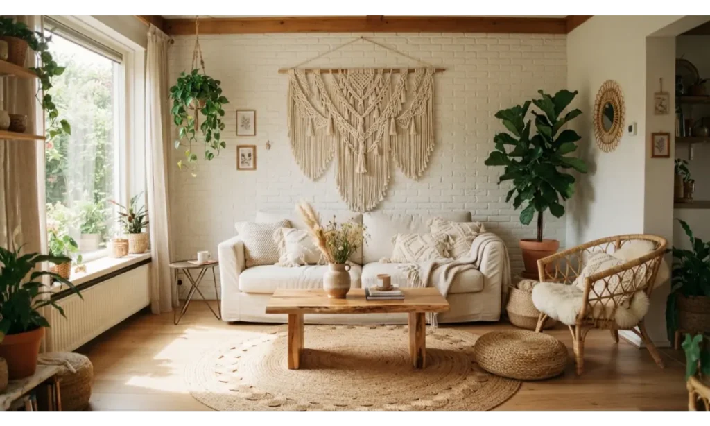 Boho Living Room Designs With Macrame Wall Art