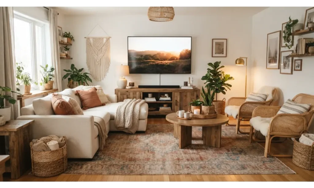 Boho Media Room With Cozy Seating