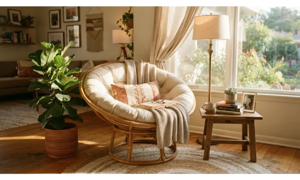 Boho Reading Corner With a Comfortable Chair