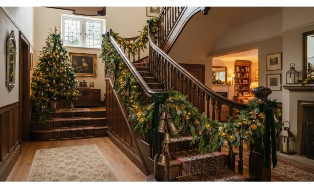 Brass Bell and Evergreen Garland