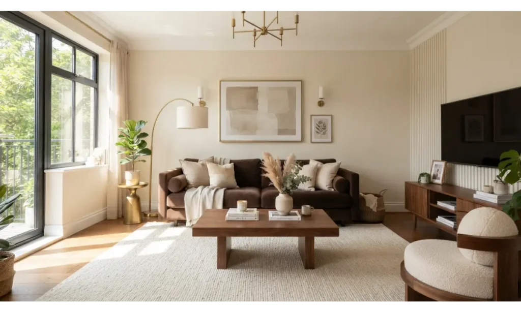 Brown Living Room Design Ideas With a Chocolate Brown Sofa