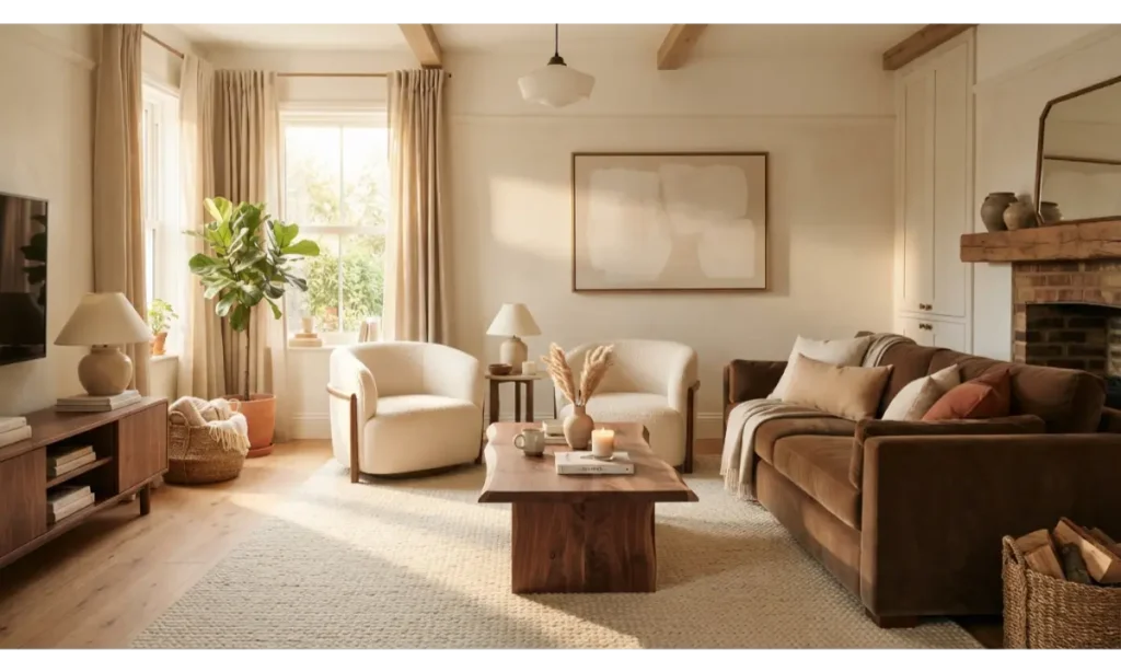 Brown and Cream Living Room