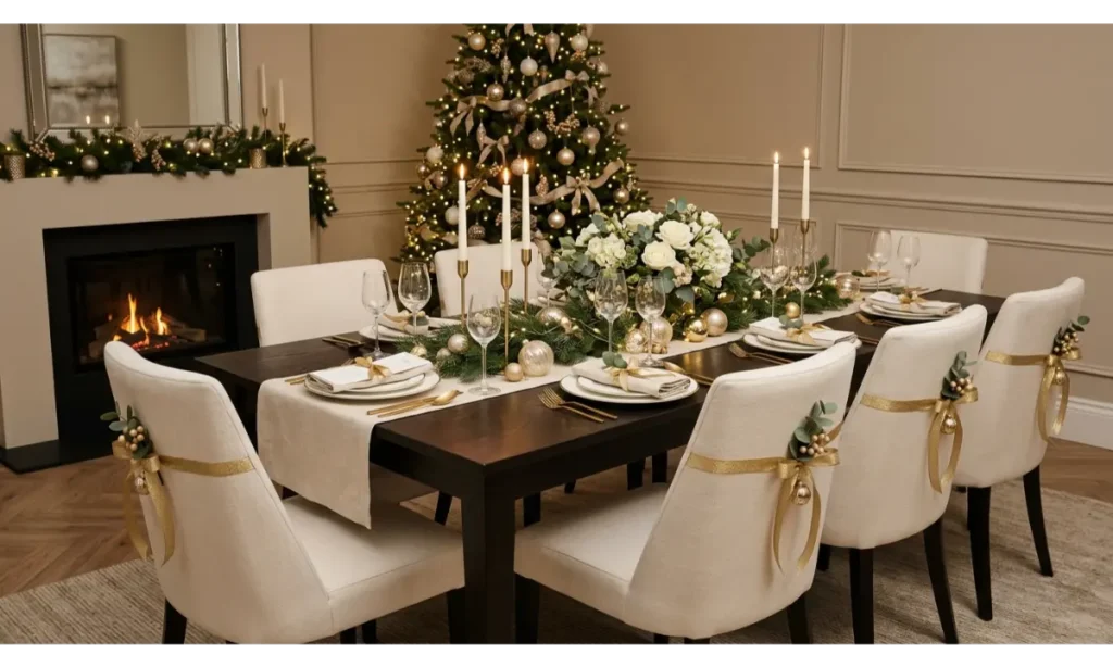 Christmas Chair Decor Ideas With Gold Accents