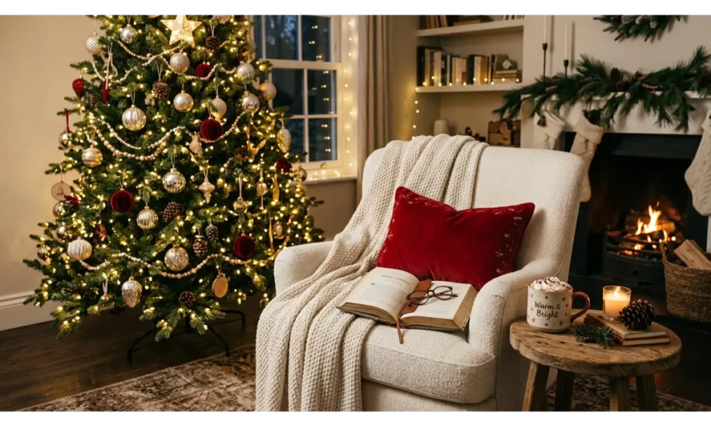Christmas Reading Nook Ideas Beside the Tree