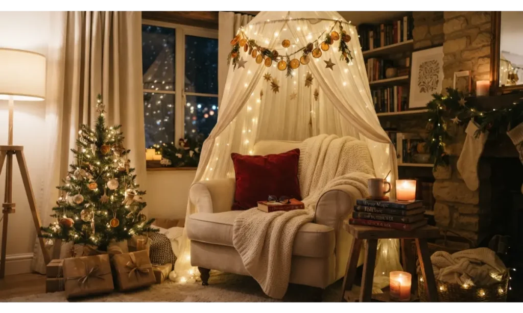 Christmas Reading Nook With a Canopy