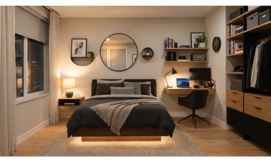 Compact Bedroom With Floating Furniture
