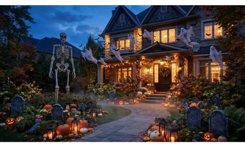 Complete Spooky Yard Scene With One Strong Theme