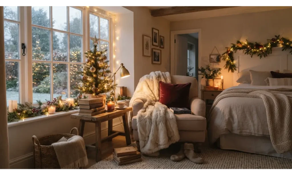 Cozy Bedroom Christmas Reading Nook