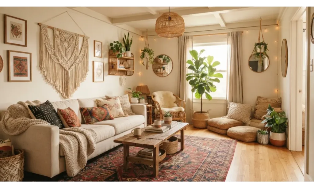 Cozy Boho Living Room With Floor Cushions