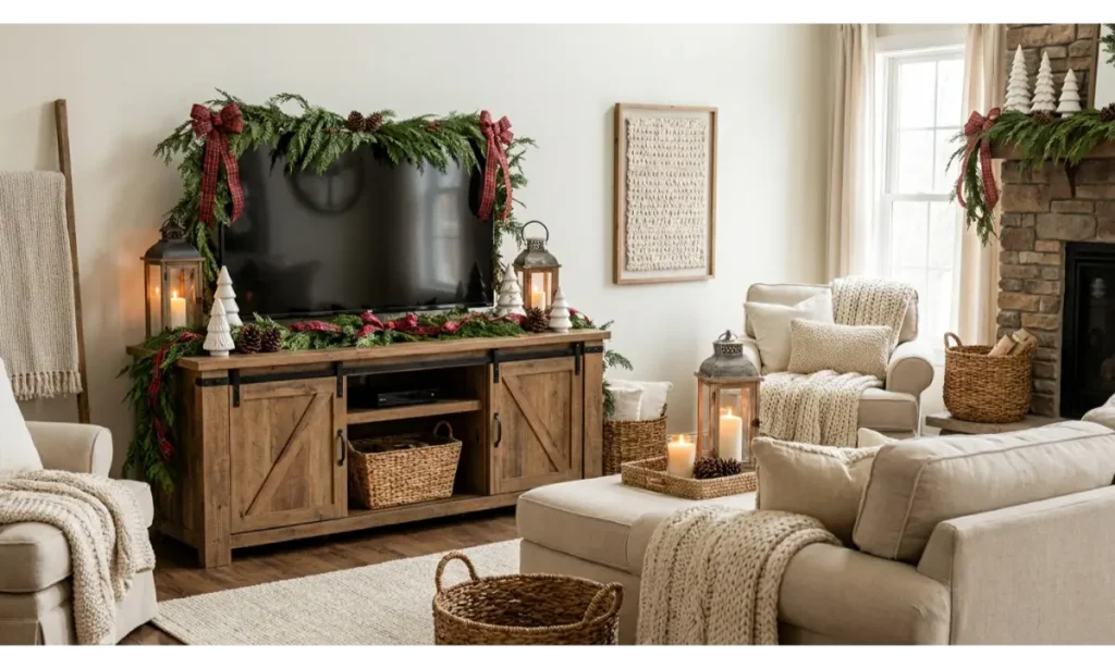 Cozy Farmhouse Christmas Console