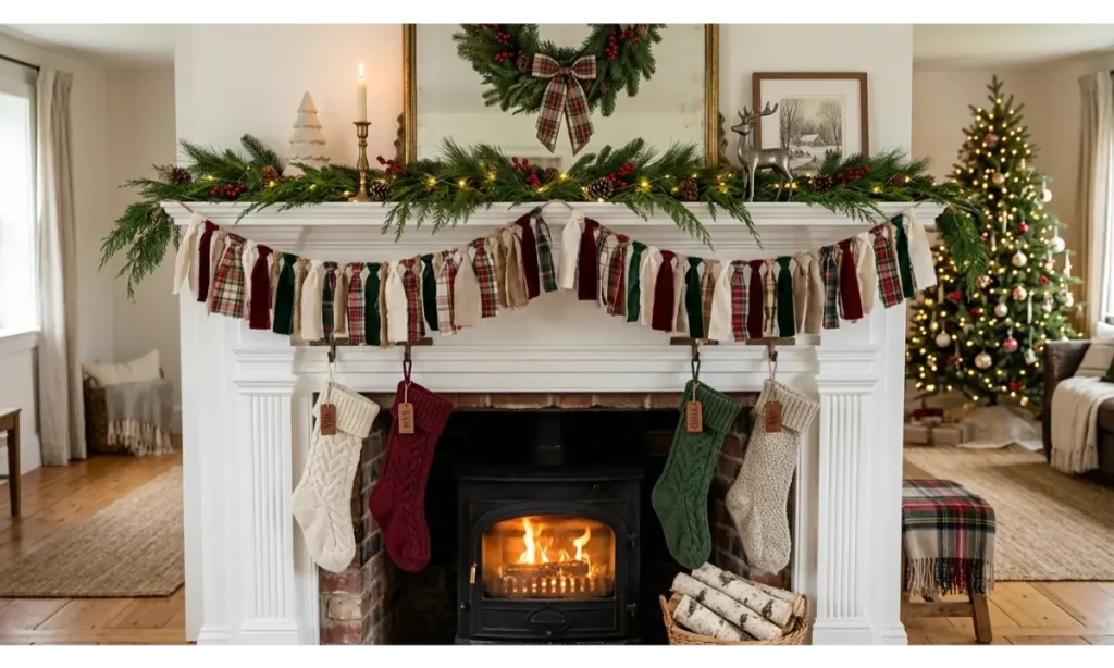 DIY Christmas Decor Ideas With a Fabric Scrap Garland
