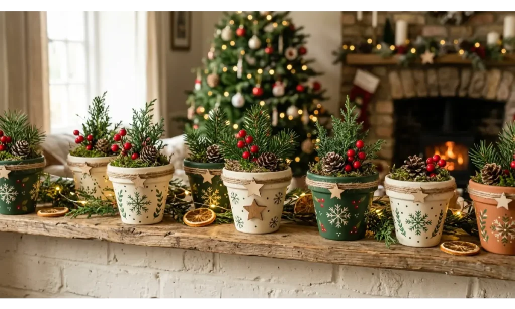 DIY Christmas Decor Ideas With a Painted Terracotta Pot