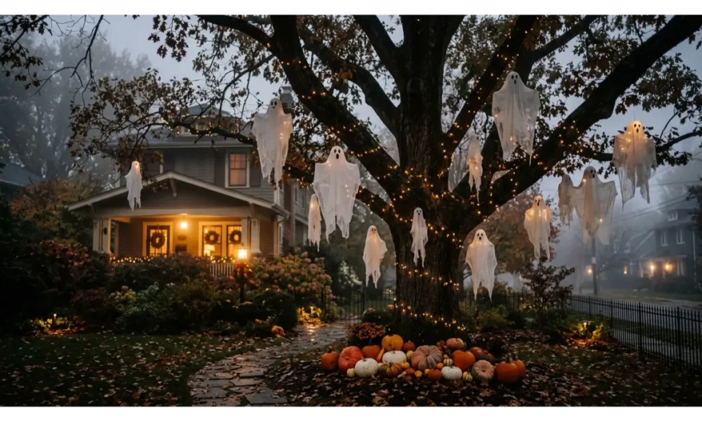 Eerie Tree With Hanging Ghosts