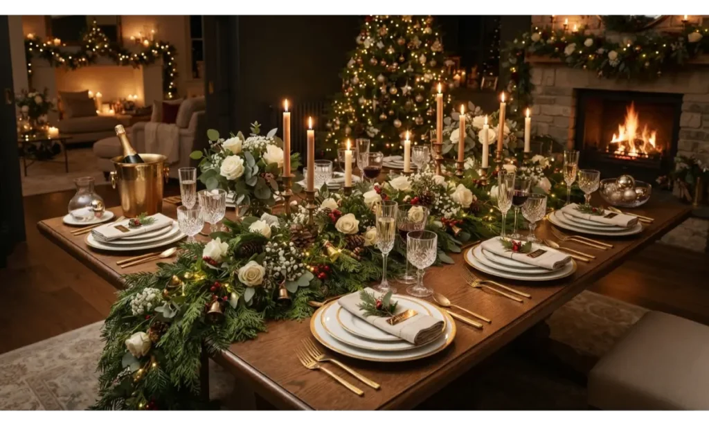 Evergreen and White Flower Runner