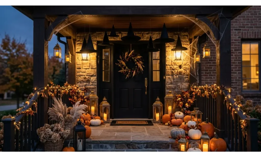 Floating Witch Hats Over the Porch