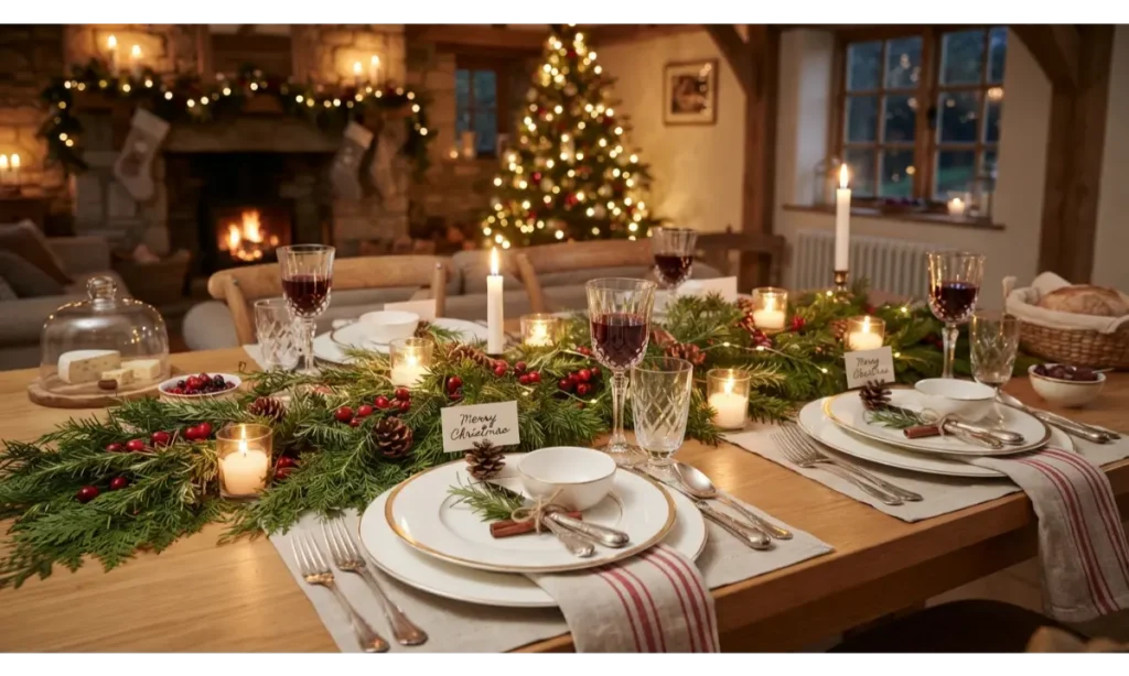 Fresh Cranberry and Greenery Runner