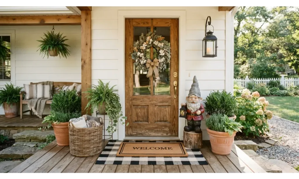 Front Porch Gnome Welcome Scene