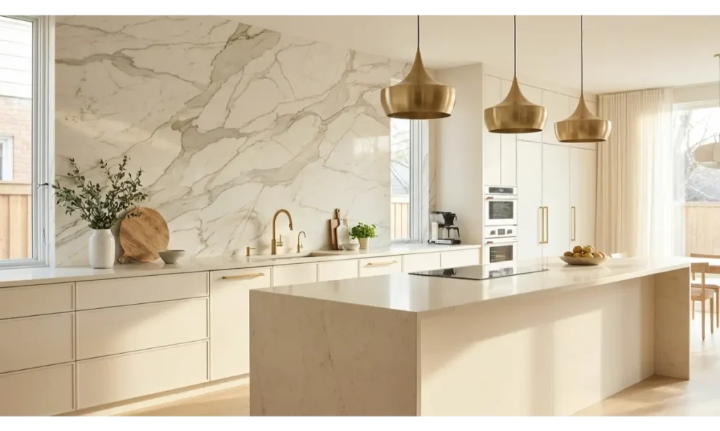 Full Height Marble Slab for a Luxurious Kitchen