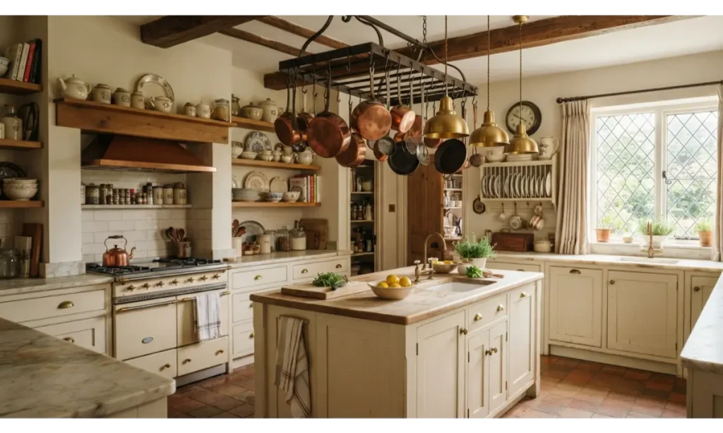 Hanging Copper Pot Display