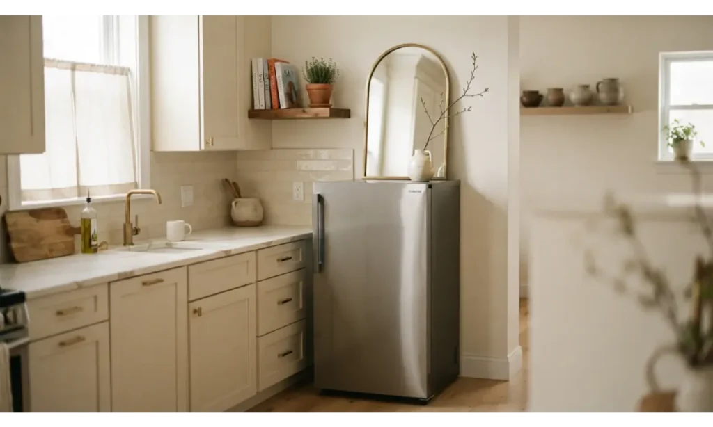 Layer a Mirror Above the Fridge