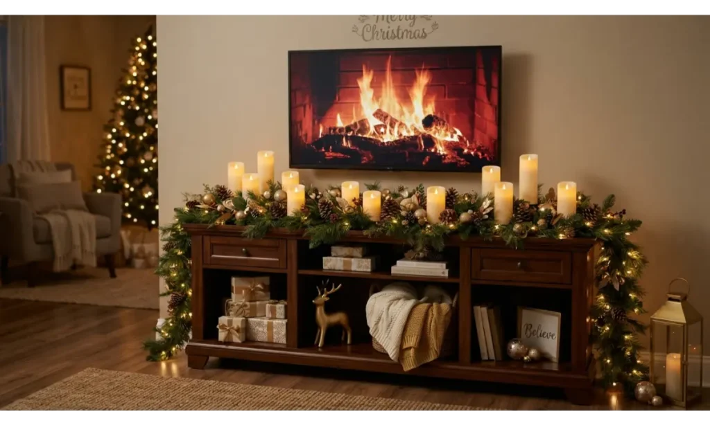 Layered Christmas Candles and Greenery