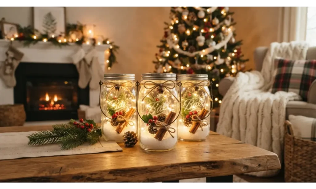 Mason Jar Christmas Candle Lanterns