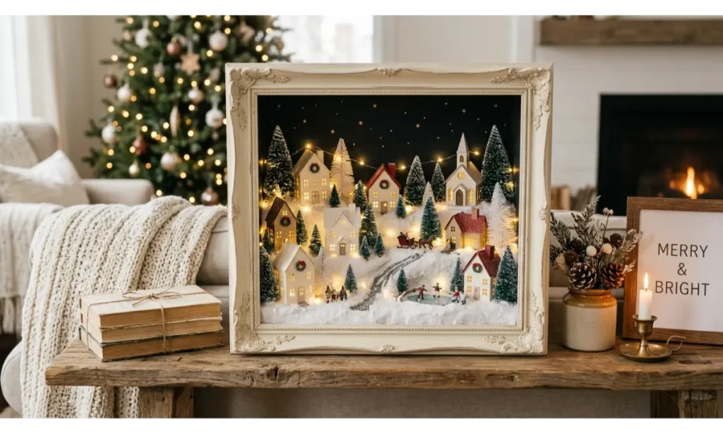 Mini Christmas Village Shadow Box
