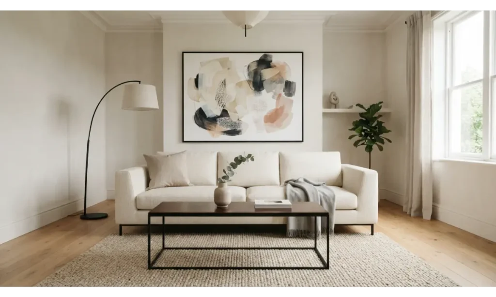 Minimalist Living Room Ideas With One Large Artwork