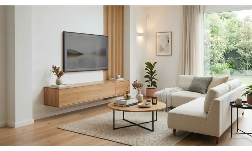 Minimalist Living Room Ideas With a Floating TV Console