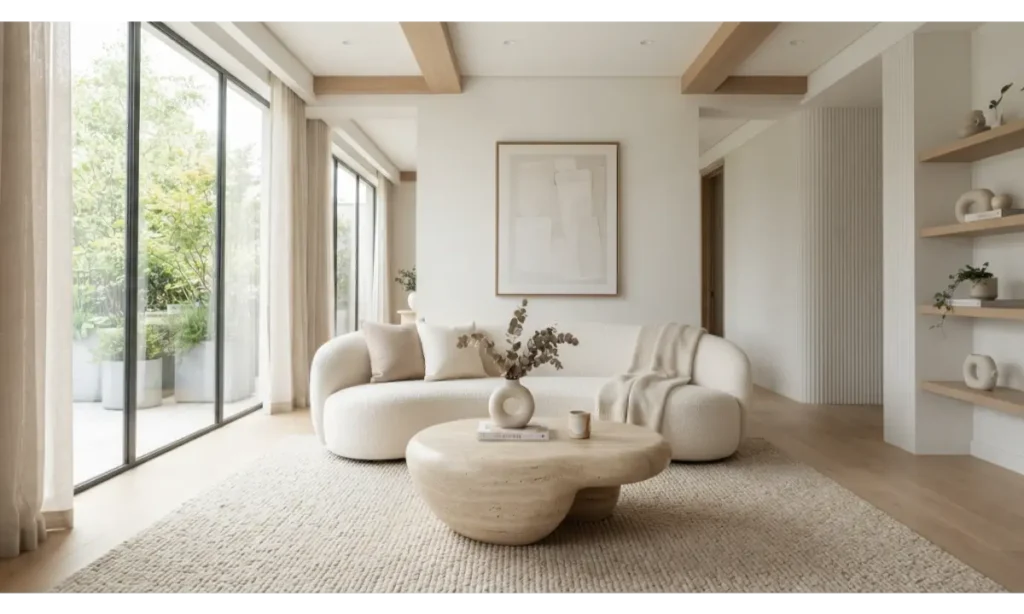 Minimalist Living Room Ideas With a Sculptural Coffee Table