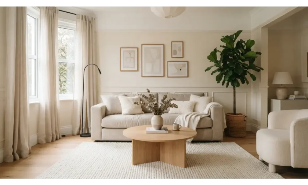 Minimalist Living Room Ideas With a Soft Beige Sofa