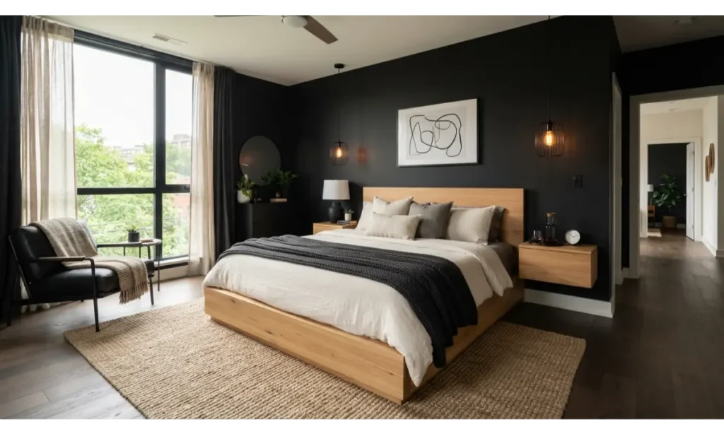 Modern Black and Natural Wood Setup