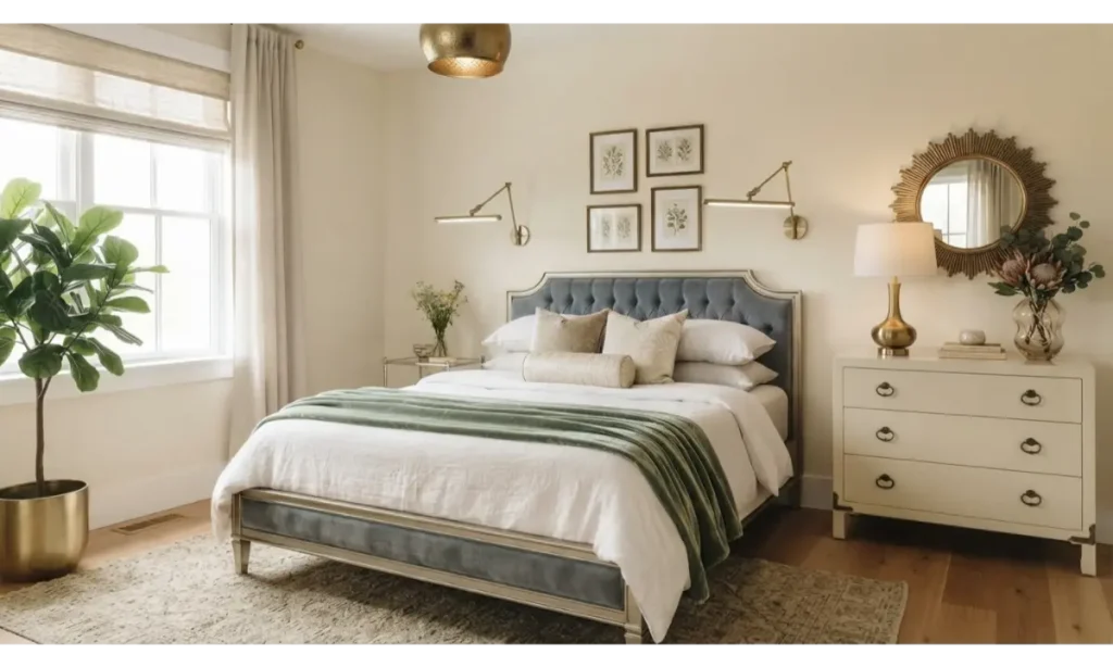 Modern Farmhouse Guest Bedroom With Vintage Accents