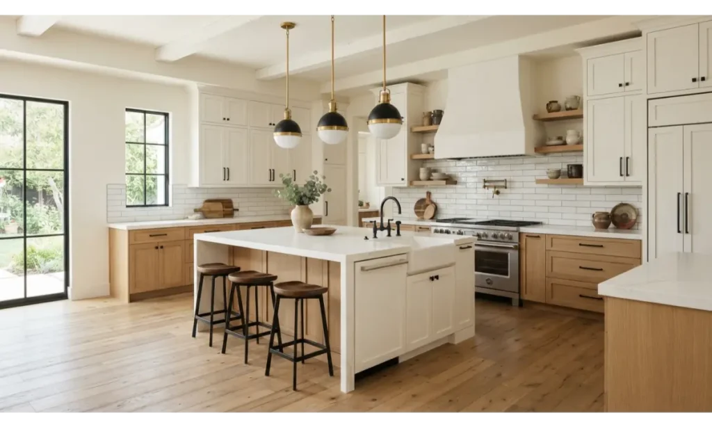 Modern Farmhouse Kitchen With Two Tone Cabinets