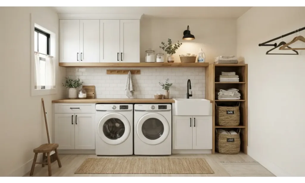 Modern Farmhouse Laundry Room With Smart Storage