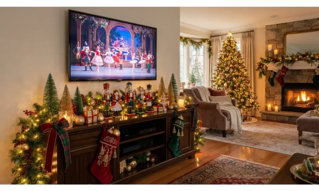 Nutcracker-Inspired TV Stand Decor