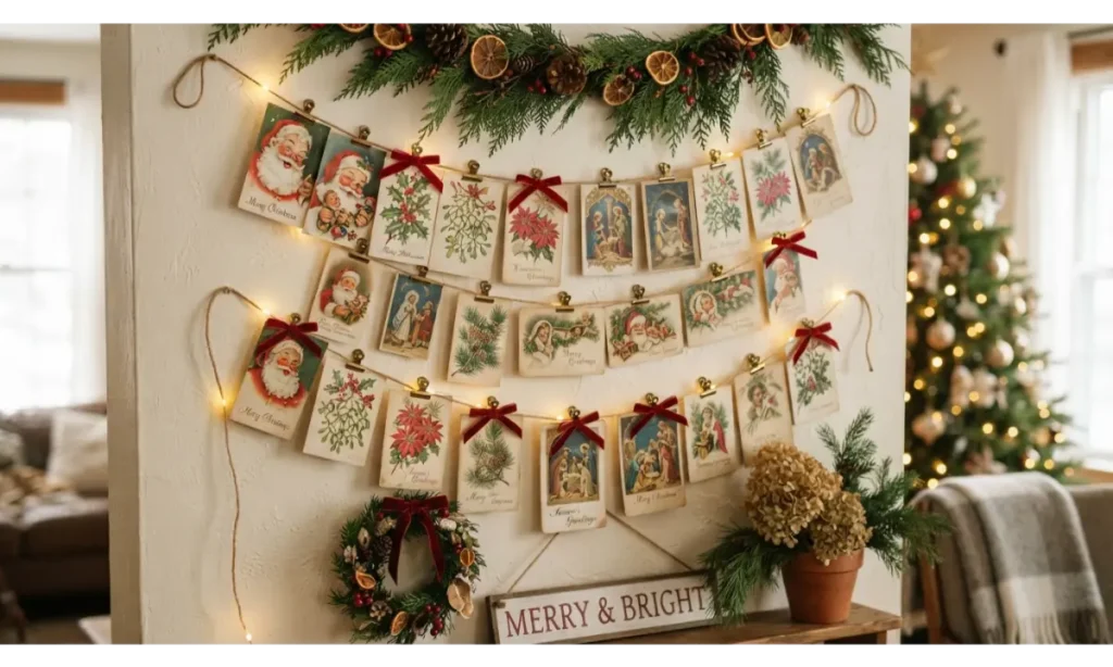Old-Fashioned Christmas Card Wall