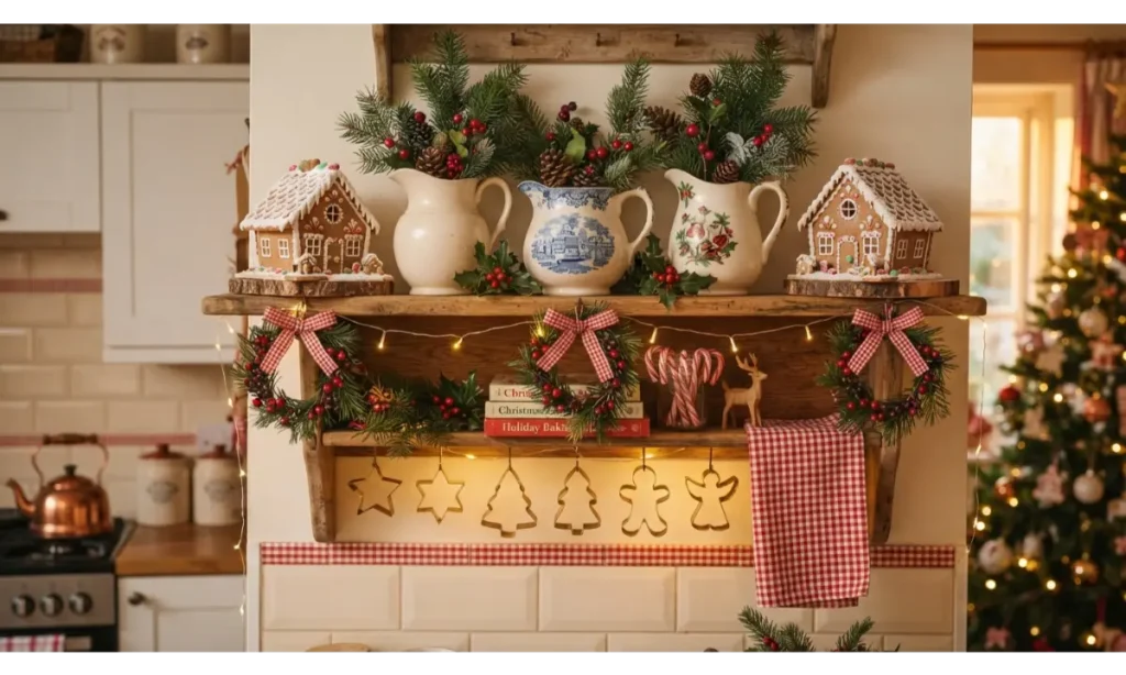 Old-Fashioned Christmas Kitchen Shelf