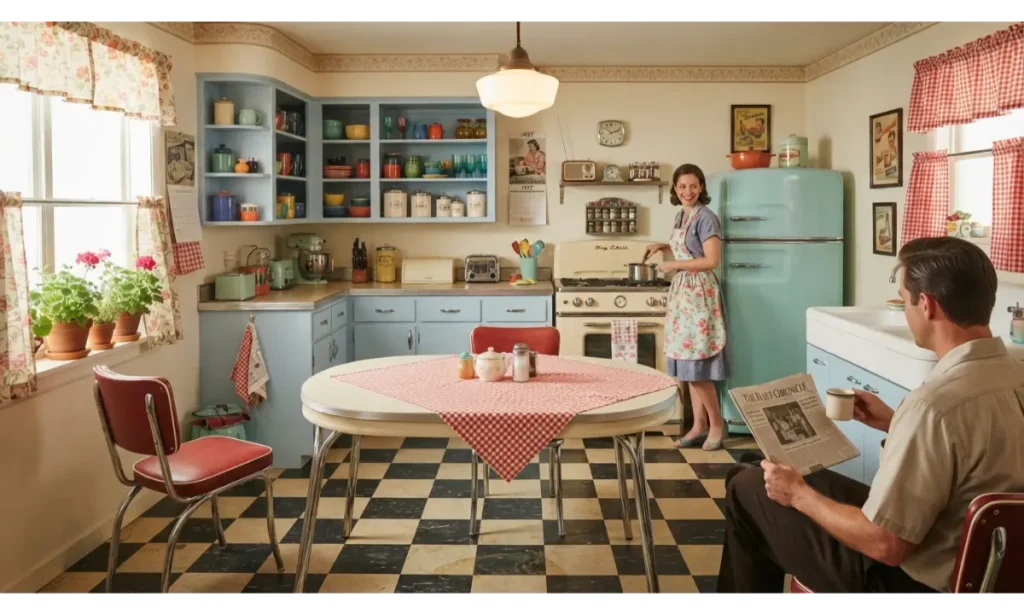 Retro Checkerboard Kitchen Floor