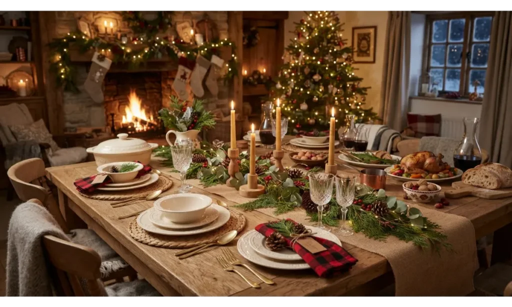 Rustic Burlap Christmas Table Runner