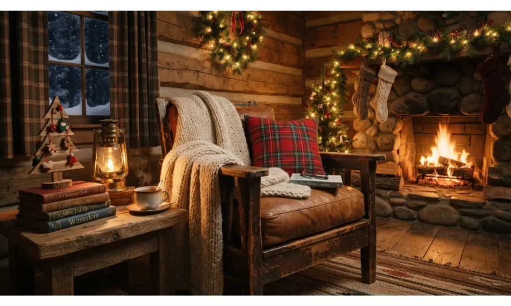 Rustic Cabin Christmas Reading Corner