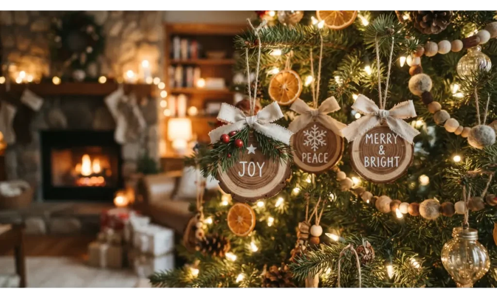 Rustic Wood Slice Christmas Ornaments