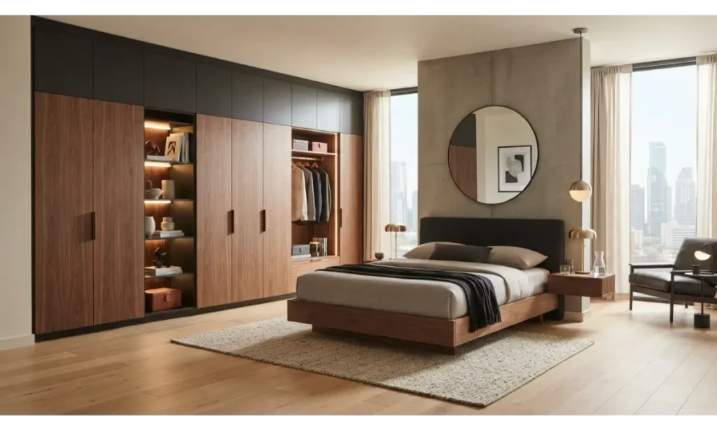 Sleek Built In Storage Wall